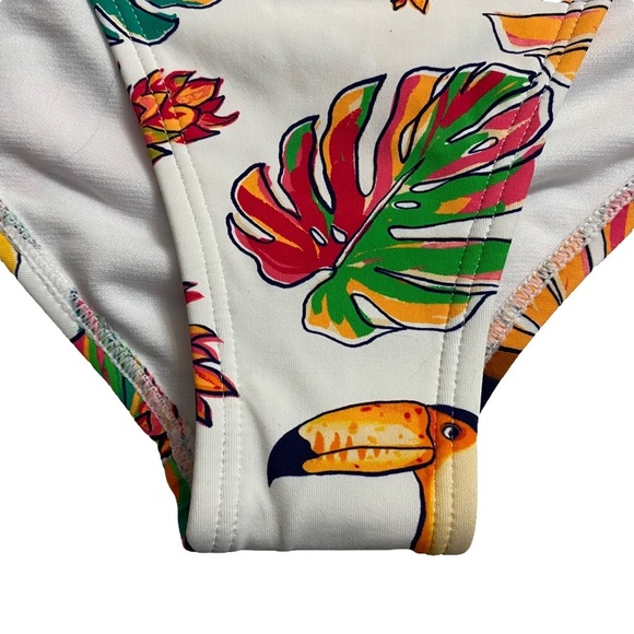 Mynah High Rise High Leg Cheeky Tropical Swim Bottoms Front Knot Detail Large - Picture 6 of 14